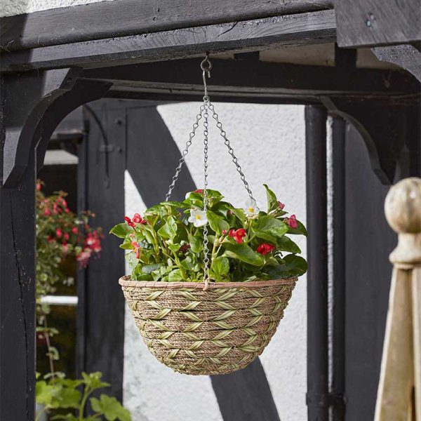 Faux Rattan 14″ Woodland Hanging Basket 5050642098847